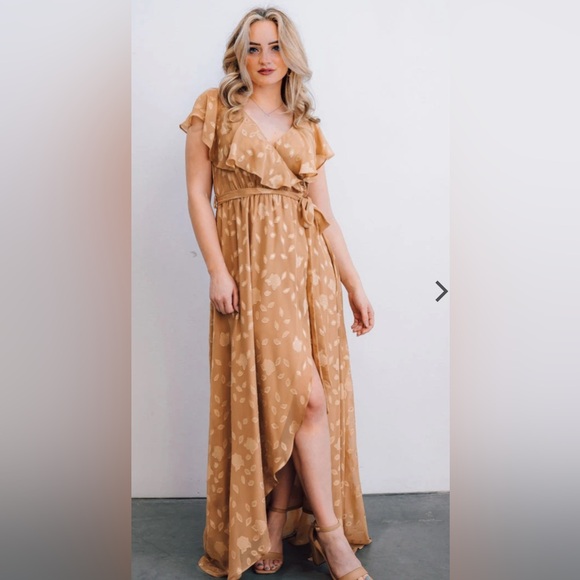 Baltic Born Dresses & Skirts - NWT Baltic Born Elegant Tan Wrap Dress
